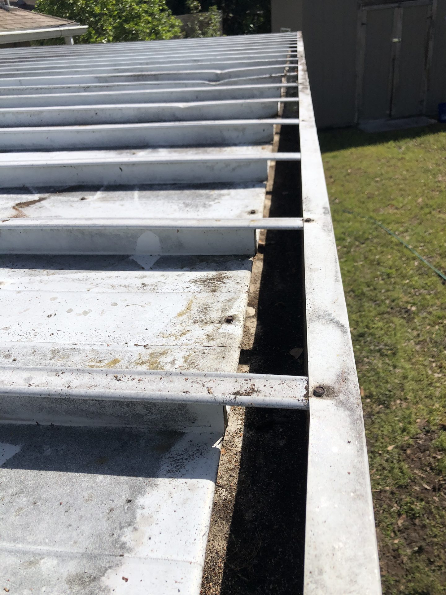 Gutter after cleaning by Aqua Blast, debris removed